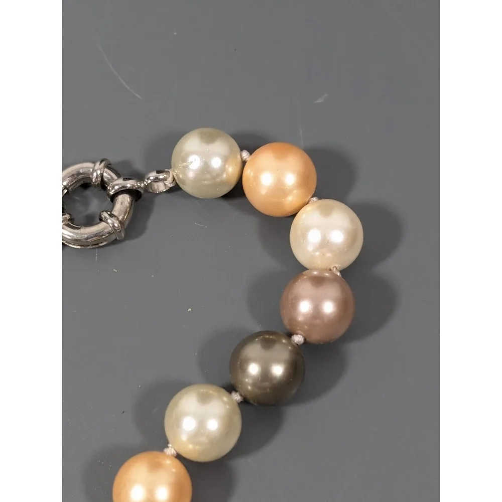 Elegant Champagne Beige Glass Faux Pearl Necklace‎ Classic 19 inch